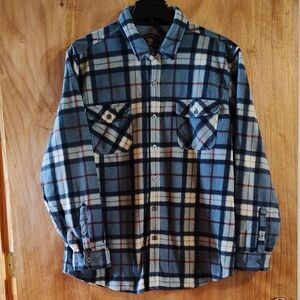 Freedom Foundry Mens Super Plush Shirt Jacket Blue Red Plaid Shacket Size XXL